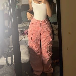 Pink cargo jeans